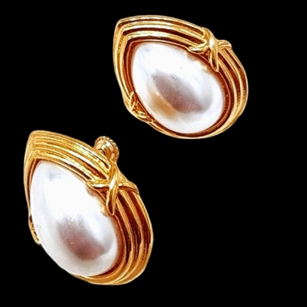 Napier Faux Pearl Clip-on Earnings Chanel Vibes